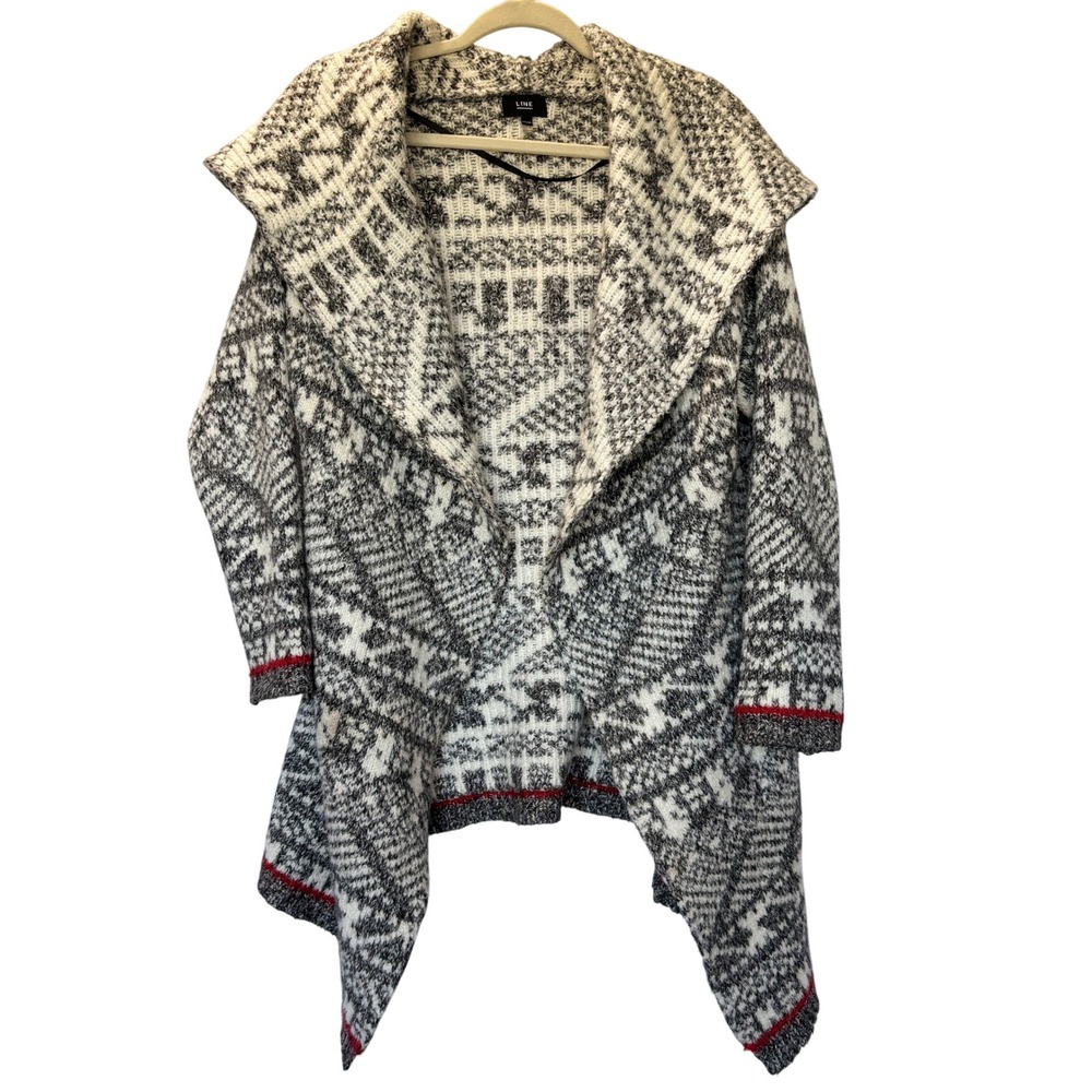 LINE Aspen Cardigan Sweater Nordic Fair Isle Pattern Women's XS/TP Open Front